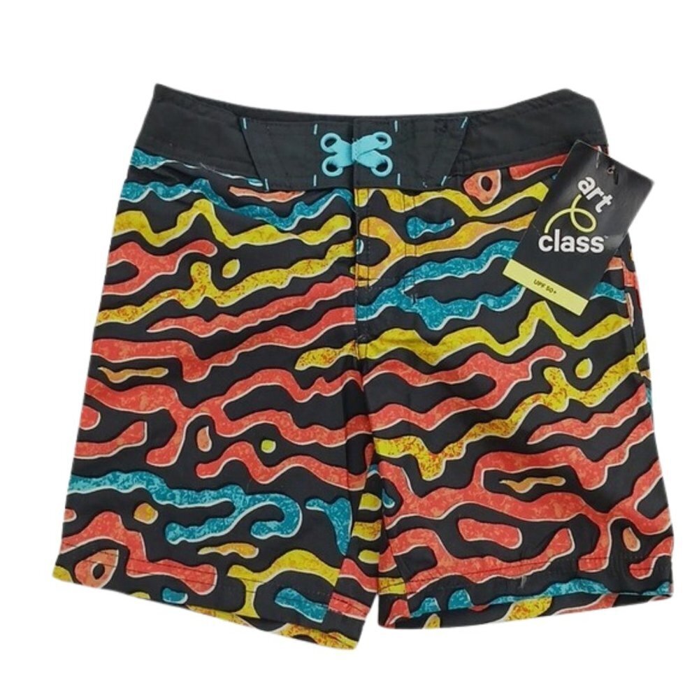 Art Class Swim Trunks Multicolor Adjustable Waist Mesh Lined Summer Boys Size 4